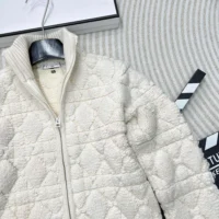 Dior Women Macrocannage Zipped Cardigan Ecru Wool- and Cashmere-Blend Knit (1)