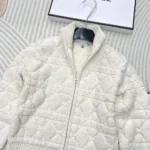 Dior Women Macrocannage Zipped Cardigan Ecru Wool- and Cashmere-Blend Knit