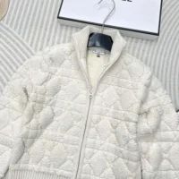 Dior Women Macrocannage Zipped Cardigan Ecru Wool- and Cashmere-Blend Knit (1)
