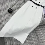 Dior Donna Abito di media lunghezza con cintura in lana vergine e seta Grain de Poudre color écru