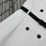 Dior Donna Abito di media lunghezza con cintura in lana vergine e seta Grain de Poudre color écru