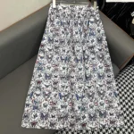 Gonna svasata di media lunghezza da donna Dior in mussola di cotone bianca con motivo papillon Toile de Jouy multicolore