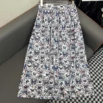 Gonna svasata di media lunghezza da donna Dior in mussola di cotone bianca con motivo papillon Toile de Jouy multicolore