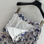 Dior Women Mid-Length Pleated Skirt White Lightweight Cotton Denim 522J04A3064