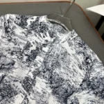 Dior Women Mid-Length Shirtdress White Cotton and Silk Poplin with Blue Toile de Jouy Scotland Motif