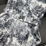 Dior Women Mid-Length Shirtdress White Cotton and Silk Poplin with Blue Toile de Jouy Scotland Motif