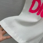 Dior Women Miss Dior Tank Top White Ribbed Cotton Jersey with Bright Pink Miss Dior Graffiti Motif