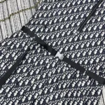 Dior Women Pleated Short Dress Blue and Ecru Technical Taffeta Jacquard with Dior Oblique Motif