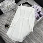 Dior Women Shirtdress White Lightweight Cotton and Silk Poplin