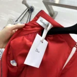 Dior Women Short Belted Dress Bright Red Lightweight Wool and Silk