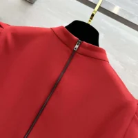 Dior Women Short Belted Dress Bright Red Lightweight Wool and Silk (1)
