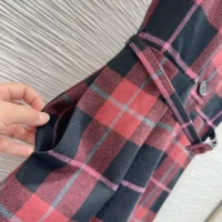 Dior Women Short Belted Dress Pink Gray and White Check’n’Dior Virgin Wool (1)