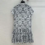 Dior Women Short Dress White Cotton Muslin with Blue Toile de Jouy Papillon Motif