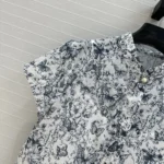 Dior Women Short Dress White Cotton Muslin with Blue Toile de Jouy Papillon Motif