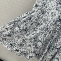 Dior Women Short Dress White Cotton Muslin with Blue Toile de Jouy Papillon Motif (1)