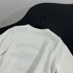 Dior Women Short-Sleeved Sweater White Cashmere Knit with Black Christian Dior Papillon Motif