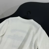 Dior Women Short-Sleeved Sweater White Cashmere Knit with Black Christian Dior Papillon Motif (1)