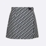 Falda pantalón Dior para mujer en tafetán técnico jacquard azul con motivo Dior Oblique