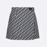 Dior Women Skort Blue Jacquard Technical Taffeta with Dior Oblique Motif (1)