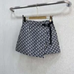 Falda pantalón Dior para mujer en tafetán técnico jacquard azul con motivo Dior Oblique