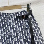 Falda pantalón Dior para mujer en tafetán técnico jacquard azul con motivo Dior Oblique