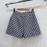 Falda pantalón Dior para mujer en tafetán técnico jacquard azul con motivo Dior Oblique