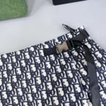 Falda pantalón Dior para mujer en tafetán técnico jacquard azul con motivo Dior Oblique