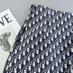 Falda pantalón Dior para mujer en tafetán técnico jacquard azul con motivo Dior Oblique