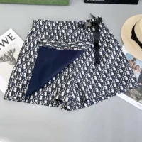 Dior Women Skort Blue Jacquard Technical Taffeta with Dior Oblique Motif (1)