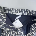 Falda pantalón Dior para mujer en tafetán técnico jacquard azul con motivo Dior Oblique