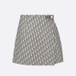 Dior Damen Skort Grauer technischer Taft-Jacquard mit Dior Oblique-Motiv