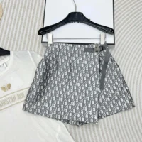 Dior Women Skort Gray Technical Taffeta Jacquard with Dior Oblique Motif (1)