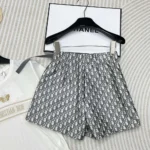 Dior Damen Skort Grauer technischer Taft-Jacquard mit Dior Oblique-Motiv