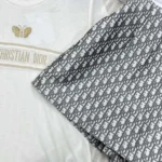 Dior Damen Skort Grauer technischer Taft-Jacquard mit Dior Oblique-Motiv