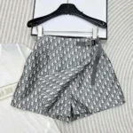 Dior Damen Skort Grauer technischer Taft-Jacquard mit Dior Oblique-Motiv