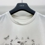 Dior Women T-Shirt White Cotton and Linen Jersey with Black Dior Cabinet de Curiosités Motif