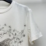 Dior Women T-Shirt White Cotton and Linen Jersey with Black Dior Cabinet de Curiosités Motif