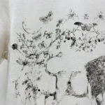 Dior Women T-Shirt White Cotton and Linen Jersey with Black Dior Cabinet de Curiosités Motif