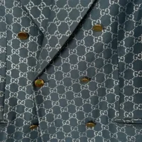 Gucci Men Double Breasted Wool Jacket with GG Shadow-Navy (1)
