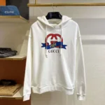 Gucci Men G 1921 Logo Print Cotton Hoodie-White