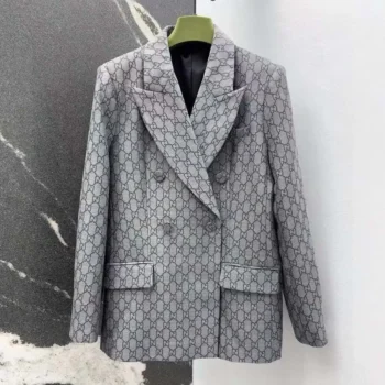 Gucci Men GG Wool Jacquard Jacket-Grey