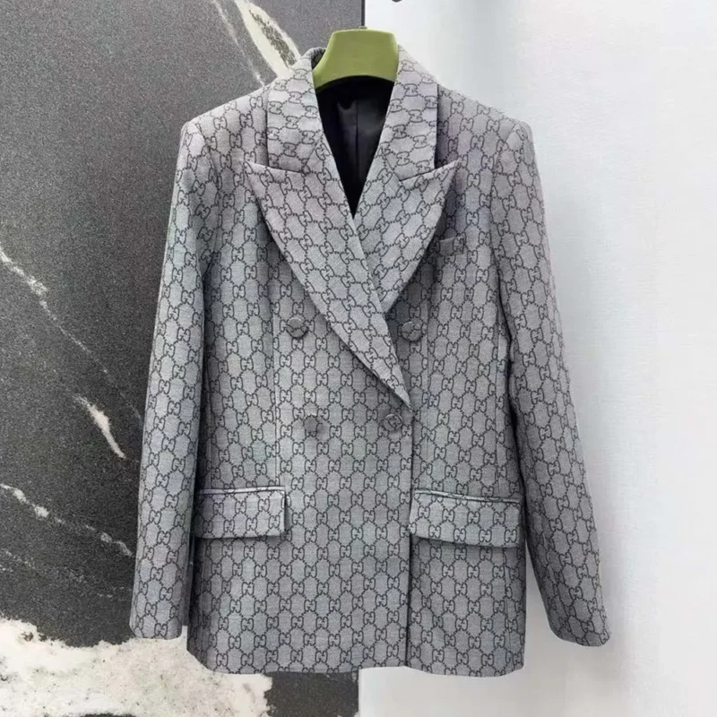 Gucci Men GG Wool Jacquard Jacket-Grey