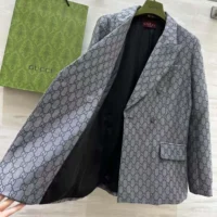 Gucci Men GG Wool Jacquard Jacket-Grey (1)