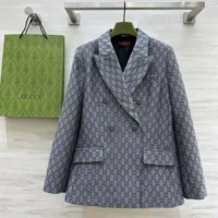 Gucci Men GG Wool Jacquard Jacket-Grey (1)
