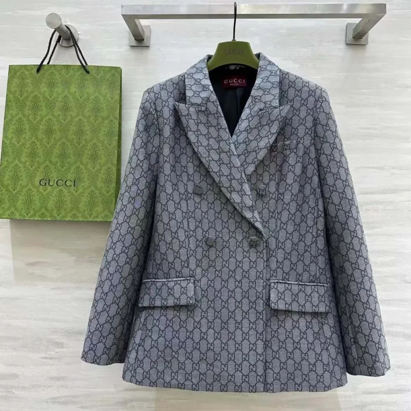 Gucci Men GG Wool Jacquard Jacket-Grey