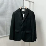 Gucci Men Gucci Checkered Oversized Blazer-Black