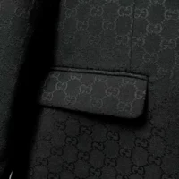 Gucci Men Gucci Checkered Oversized Blazer-Black (1)