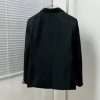 Gucci Men Gucci Checkered Oversized Blazer-Black (1)