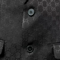 Gucci Men Gucci Checkered Oversized Blazer-Black (1)