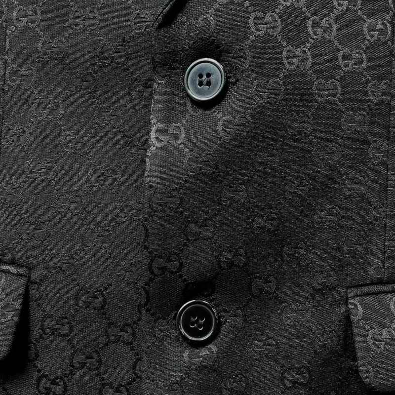 Gucci Men Gucci Checkered Oversized Blazer-Black